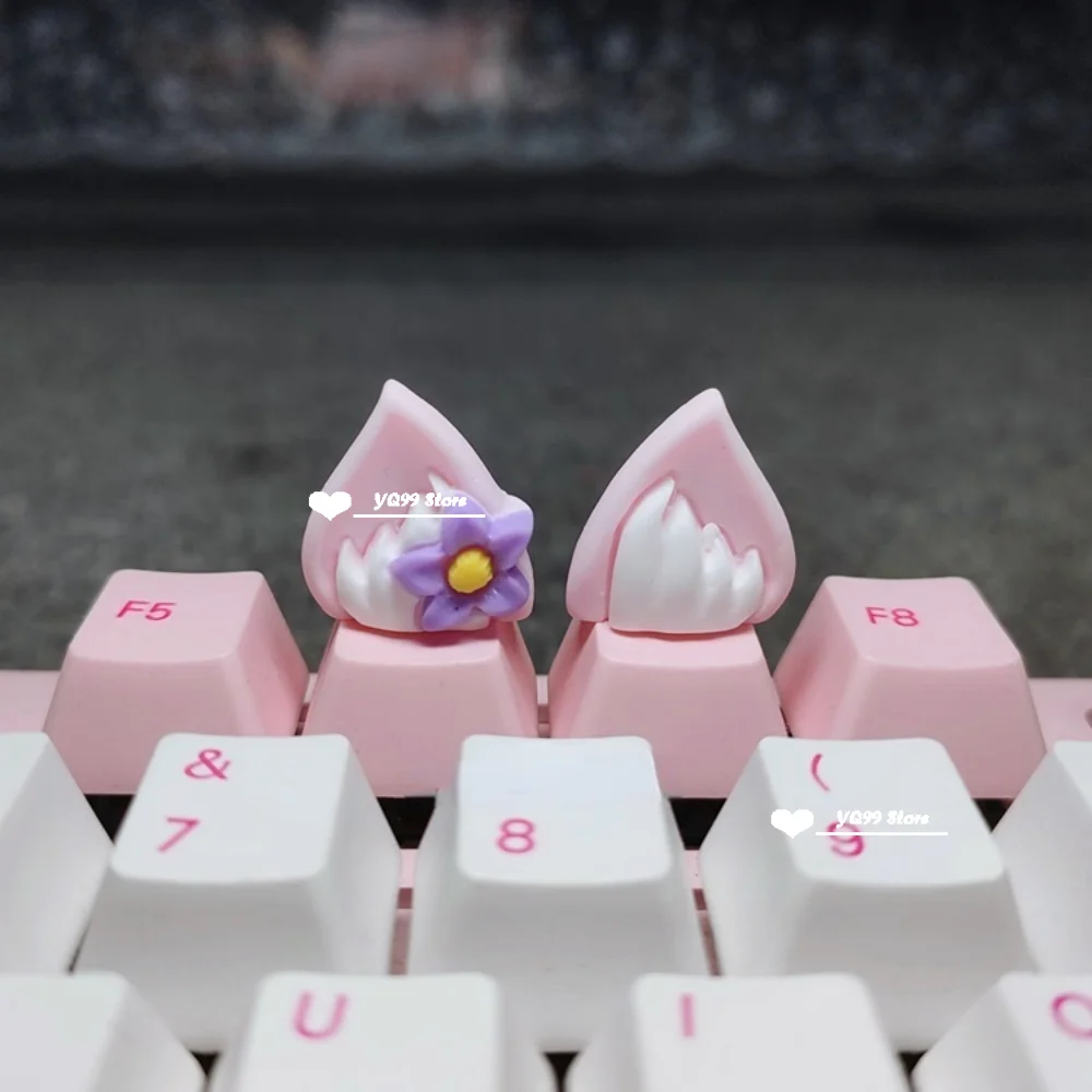 Tapa de tecla de oreja de conejo de oreja de gato personalizada para Cherry MX, Teclado mecánico rosa, gorra de bola Xda, tecla tridimensional - imagen 5