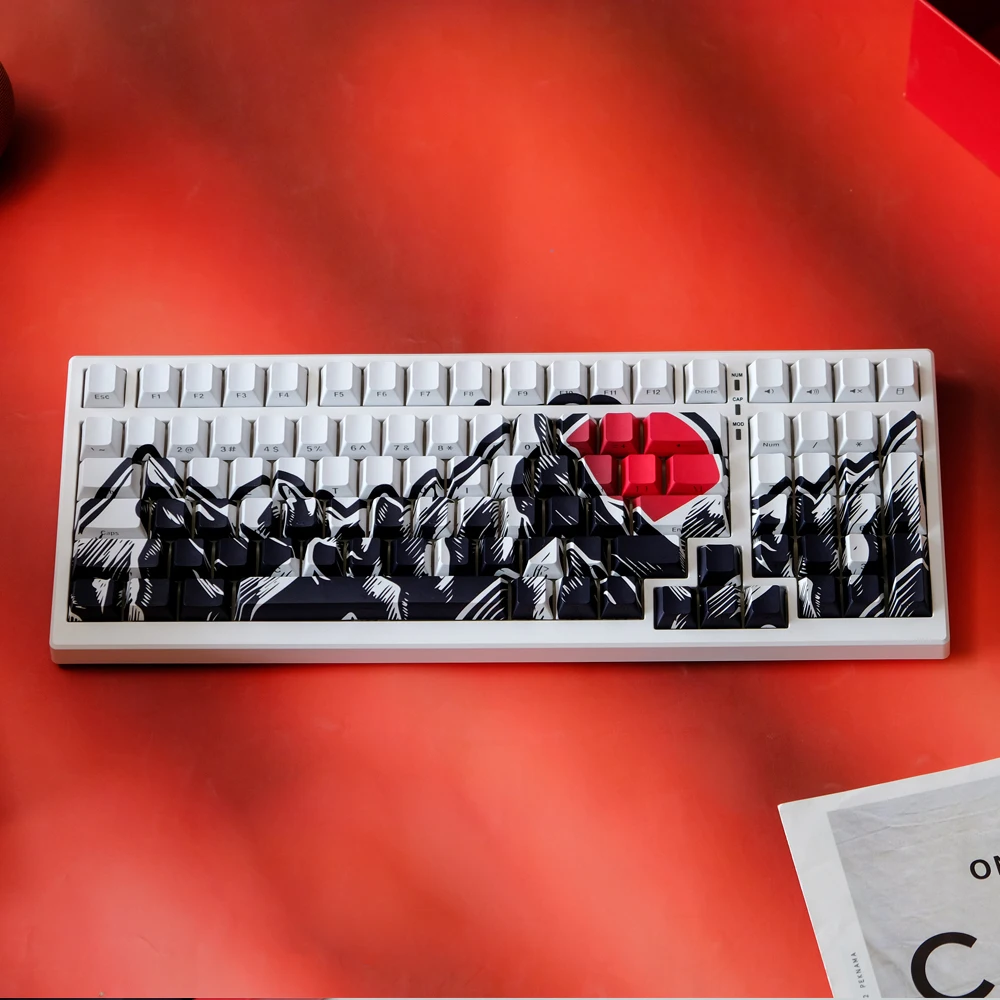 136 teclas The Sun Rises High Keycap estampado lateral teclas retroiluminadas perfil de cereza PBT tapa de tecla de doble disparo para teclado de juego MX - imagen 4