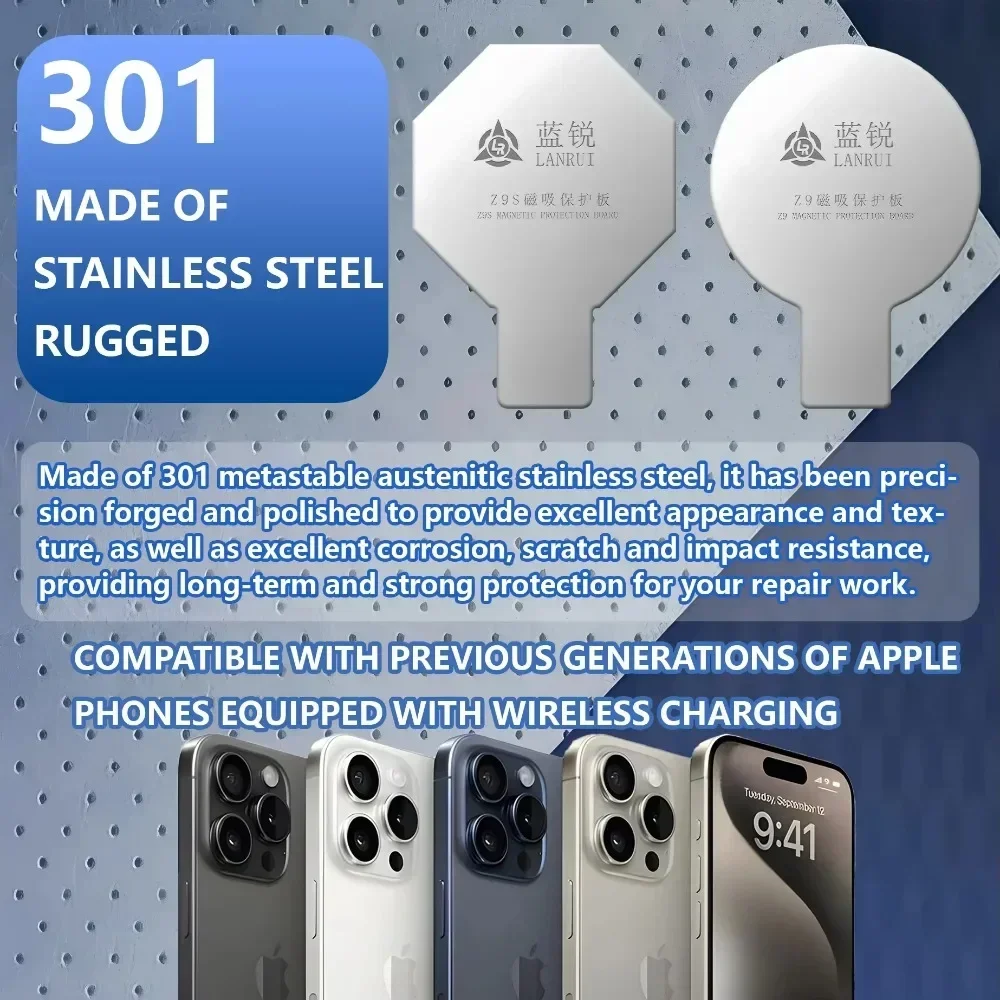 Lanrui z9 placa de protección magnética de vidrio trasero Universal protección de la serie IPhone 11-16 para imanes de carga inalámbrica - imagen 5