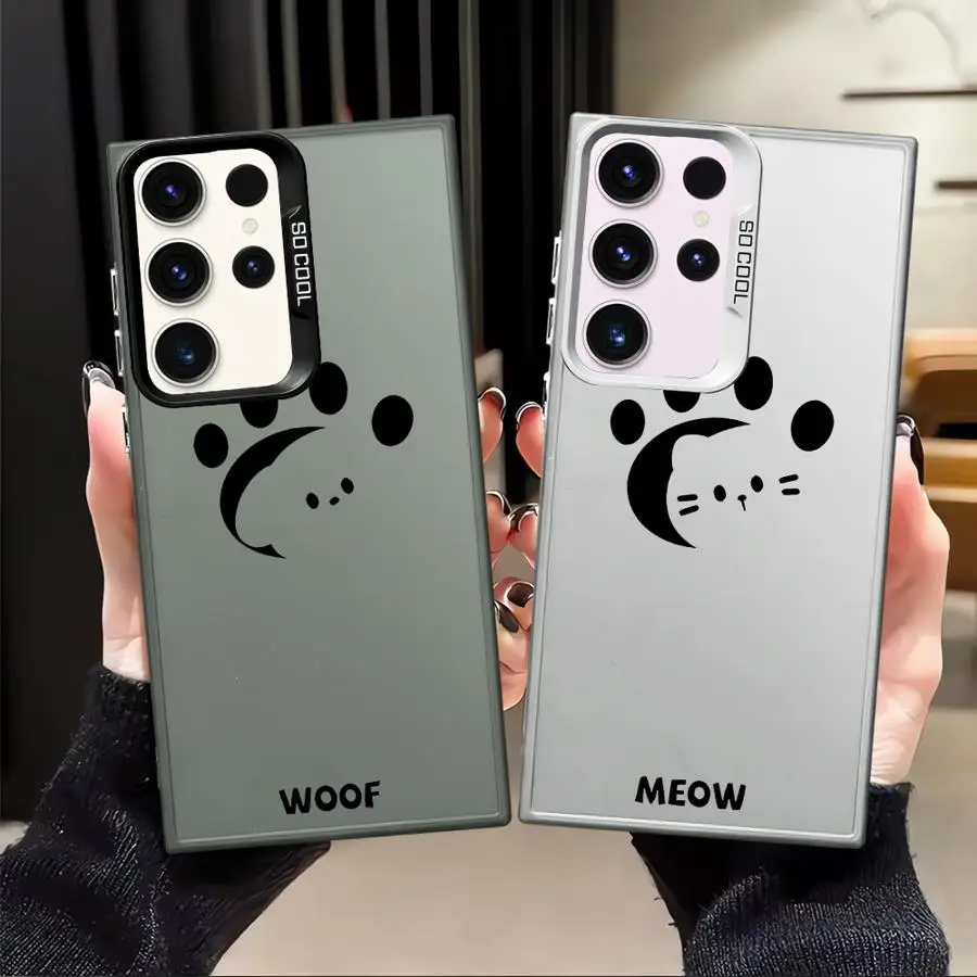 Funda bonita con huella de perro y gatito para Samsung Galaxy S24 FE S21 S22 Note 20 Ultra S23 S20 Plus S23 S25, funda trasera para teléfono