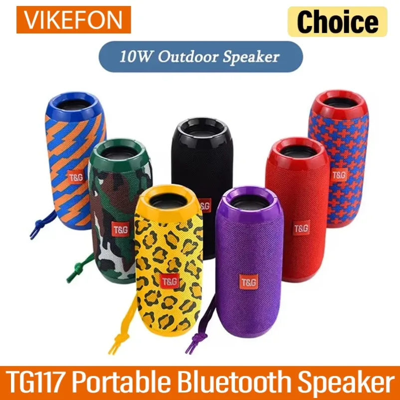 Altavoz portátil TG117 con Bluetooth TWS, inalámbrico, doble bajo, columna para exteriores, Boombox FM, AUX, tarjeta TF, reproductor de música para acampar y montar