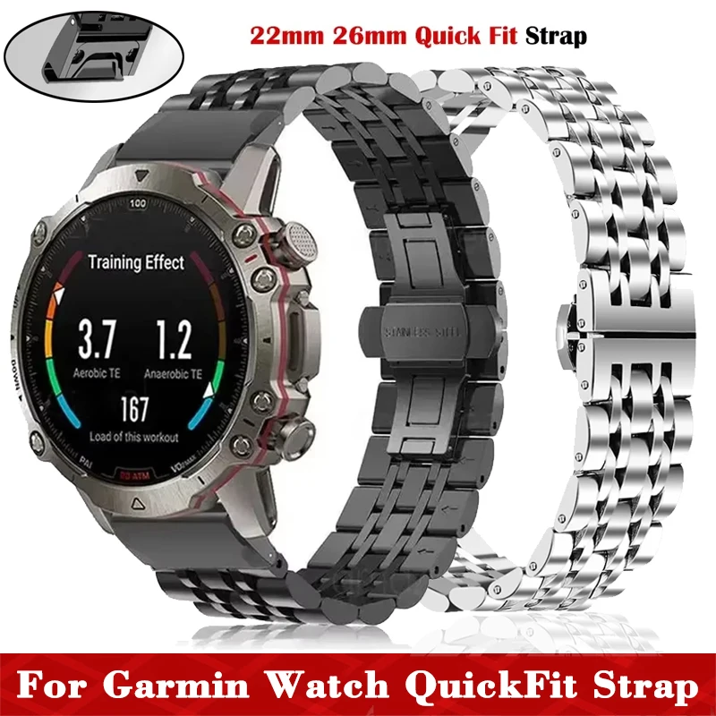 Correa QuickFit de acero inoxidable de 22mm y 26mm para Garmin Fenix 8 7X 7 Pro 6X 6 5 5X Plus/Epix 2 47mm 51mm pulsera Fenix 3 HR Enduro 3