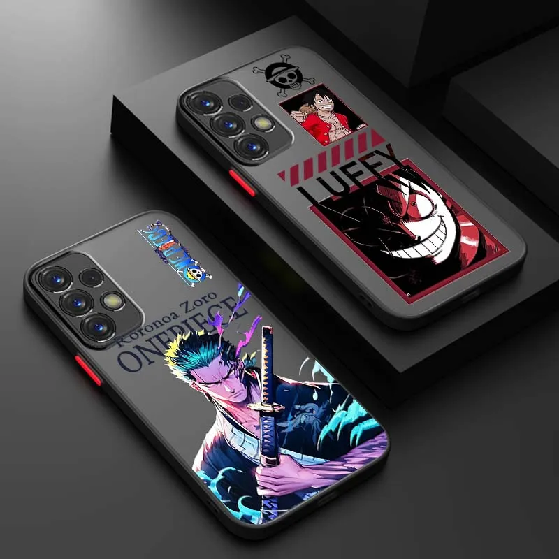 Funda de teléfono de una pieza Luffy Trend Zoro para Samsung A56 A42 A36 A34 A33 A32 A23 A16 A04 A03 Note 20 5G esmerilado translúcido - imagen 2