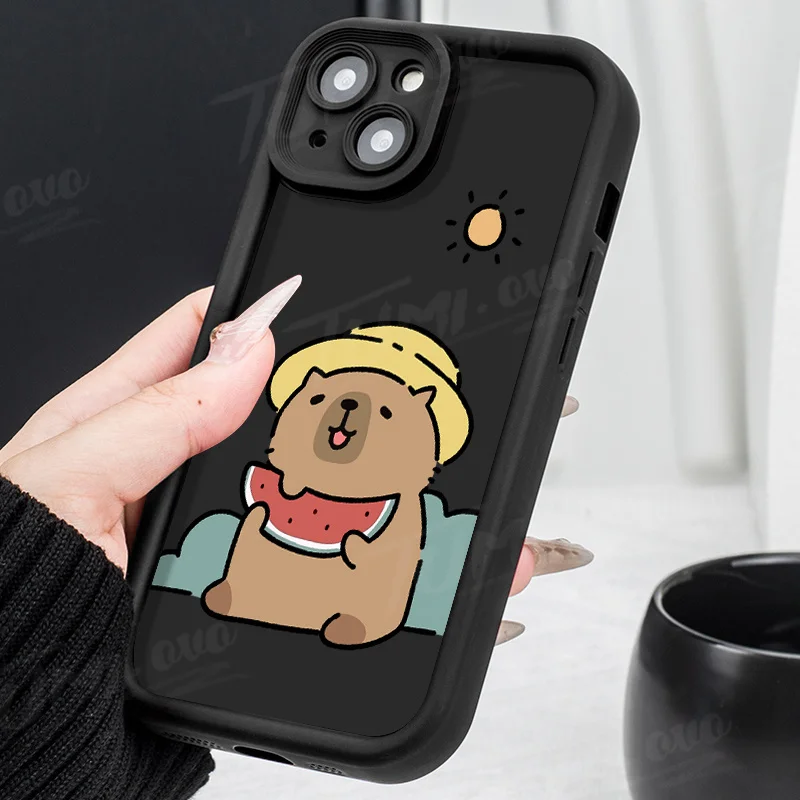 Bonita funda capibara con diseño de pato sandía para Samsung Galaxy S25 S24 S23 Ultra S22 S21 Plus FE 5G A54 A34 A14 A73 A53 A33 5G protectora - imagen 2