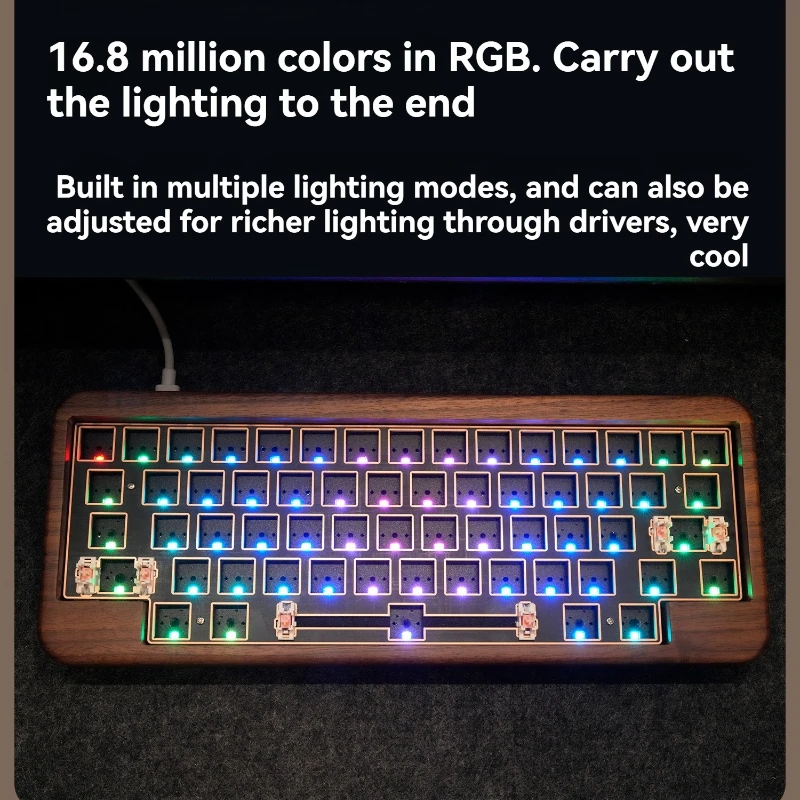 Kit de teclado mecánico multimodo con diseño HHKB, 60 teclas, personalizado, nogal, RGB, intercambio en caliente, ergonómico, para juegos, DIY