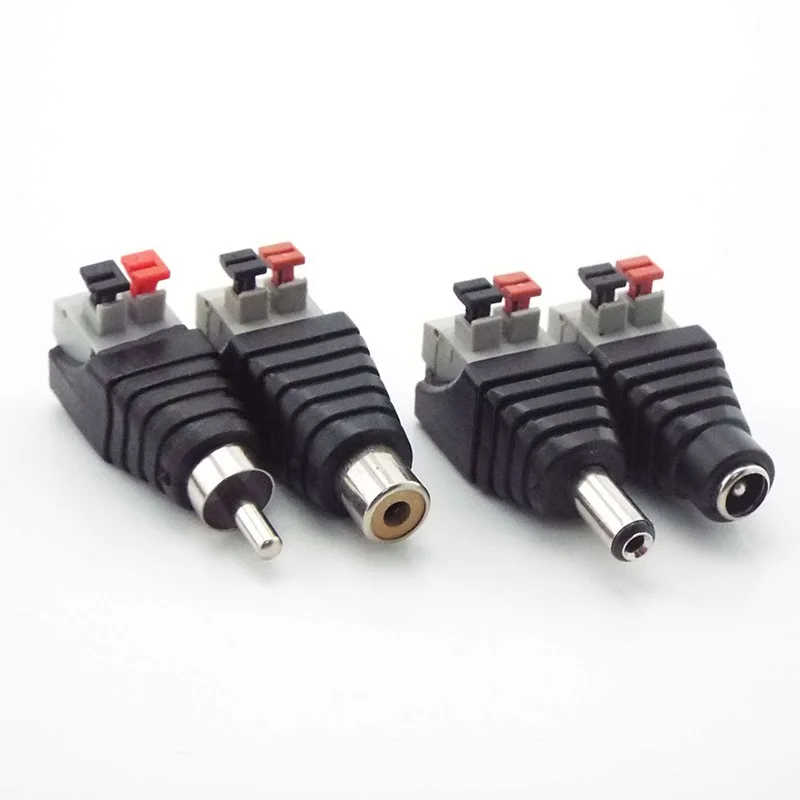 Adaptador de Cable macho y hembra DC/RCA para altavoces, Conector de crimpado sin soldadura, luces LED de Audio CCTV, 2 piezas - imagen 5