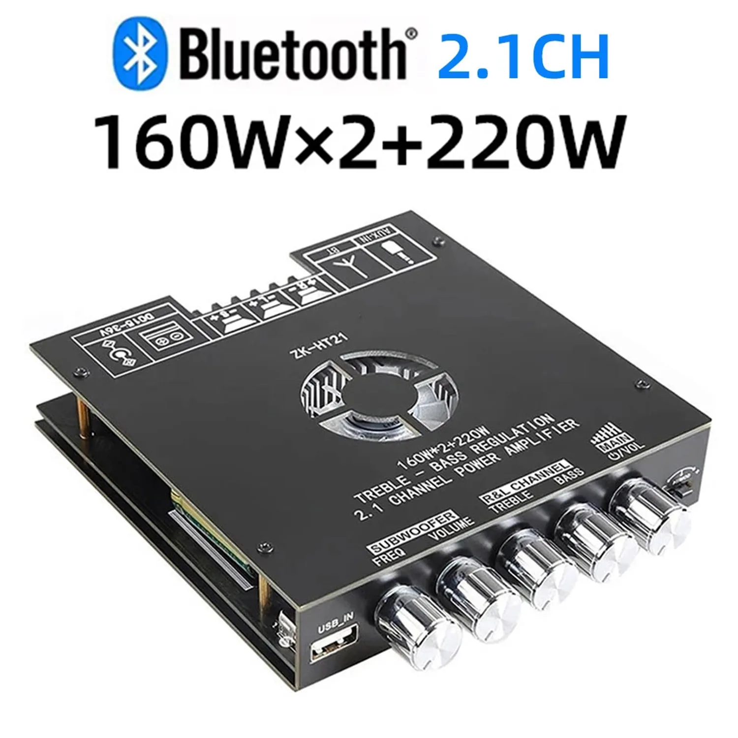 Placa amplificadora de potencia TDA7498E, 2x160W + 220W, Bluetooth, 2,1 canales, Clase D, tarjeta de sonido USB, Subwoofer, Audio estéreo de cine, 2,1 canales