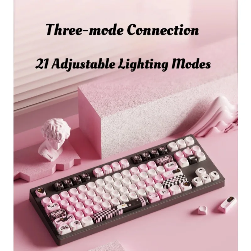 EWEADN MT87 Teclado mecánico inalámbrico 87 108 diseño interruptores soldados trimodos sublimación de tinte teclado de oficina para juegos regalo - imagen 4