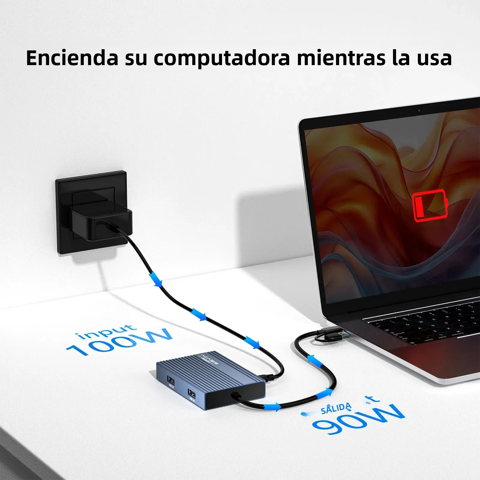Acasis Displaylink Hub 6 en 1 estación de acoplamiento USB-C doble 4K/60HZ PD 100W entrada 90W salida para Macbook M1/M2/M3 - imagen 5