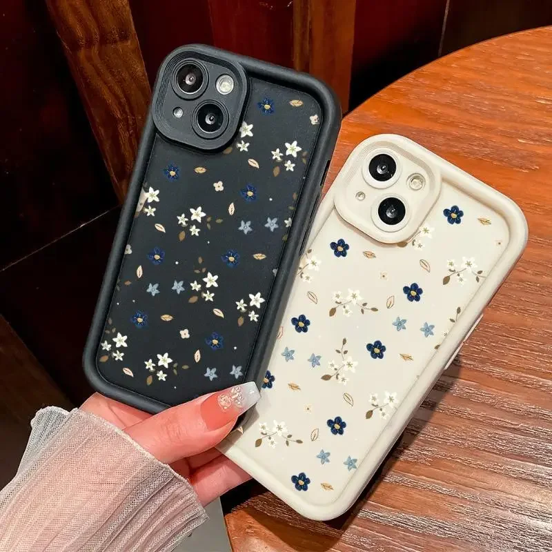 Funda de flores blancas y azules para iPhone 13Pro 16 15 14 12 11 Pro Max XR 7 8 Plus, carcasa protectora de pantalla a prueba de golpes - imagen 3