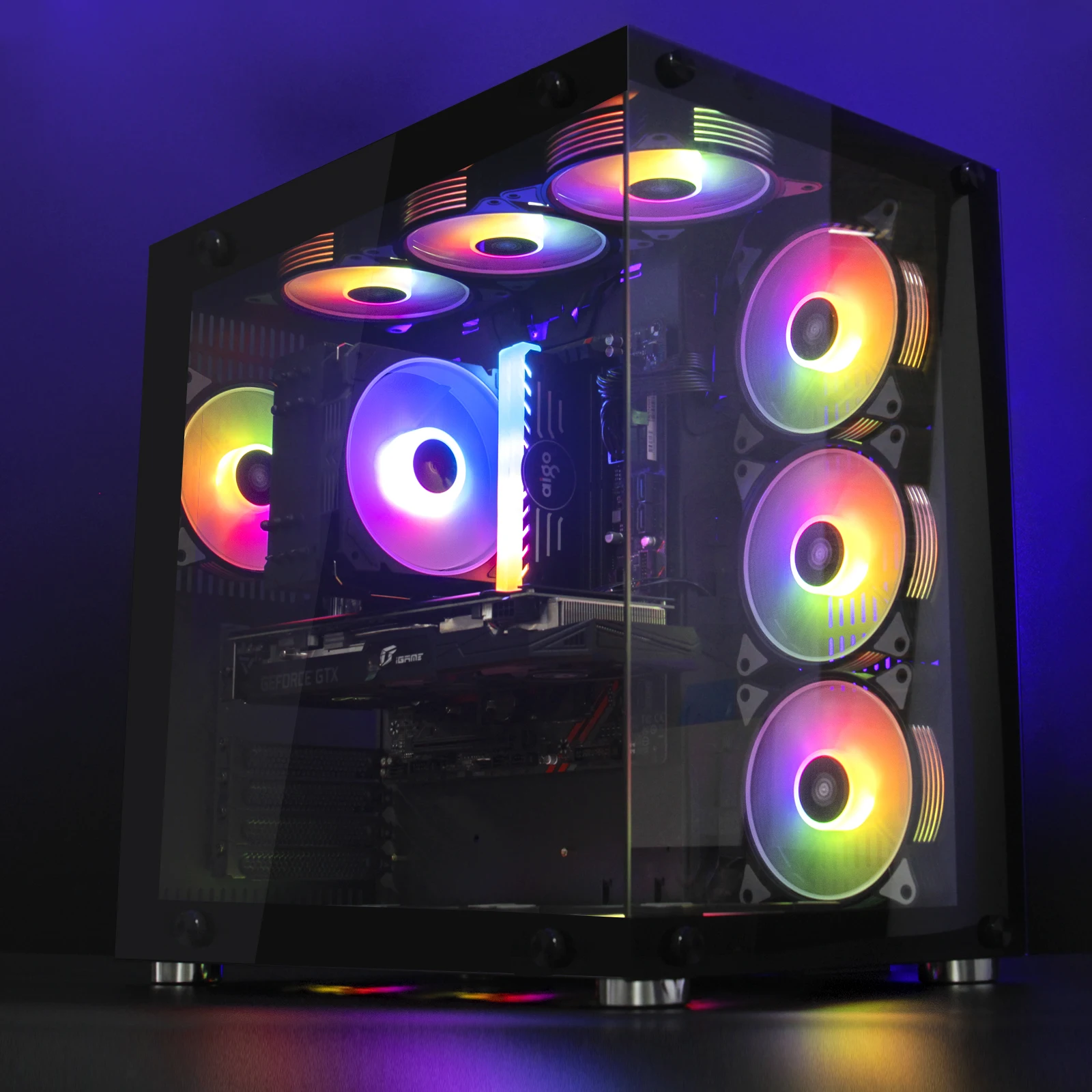 Aigo AR12 120mm PC Gamer ventilador con cubierta de ordenador RGB 12v disipador de calor Aura Sync Cooler Argb Kit de controlador silencioso Ventilador de refrigeración - imagen 4