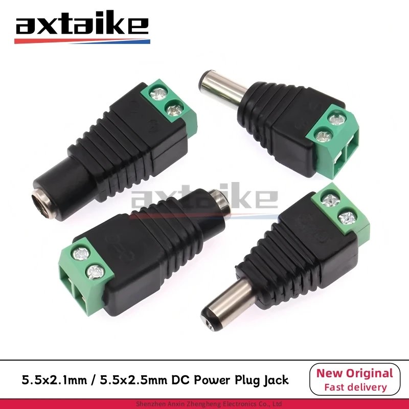 5 uds DC enchufe Jack 5,5*2,1mm 5,5*2,5mm 12V conector macho hembra para luz LED CCTV soldadura sin soldadura libre conveniente rápido