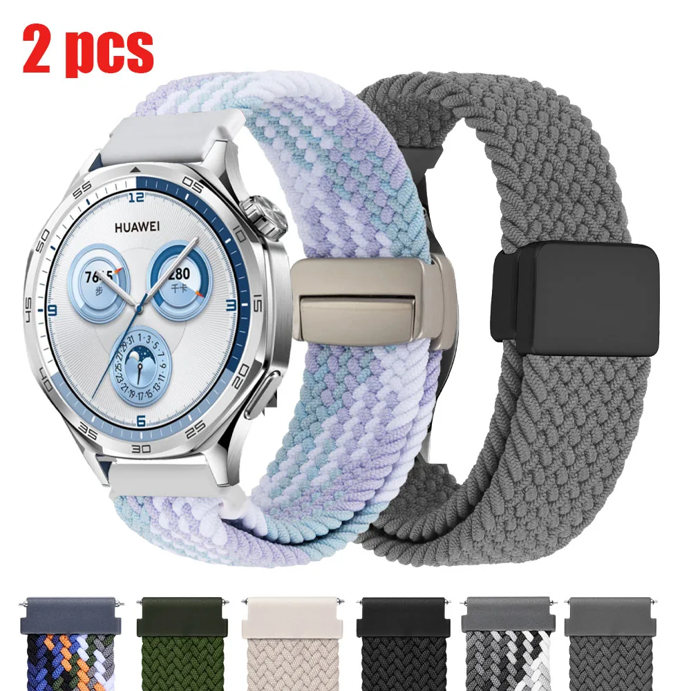2 uds banda trenzada de nailon para HUAWEI WATCH GT 5 4 46mm Correa GT 3 2 42mm/HONOR Magic Watch 4 GS 3i pulsera elástica 20mm 22mm cinturón
