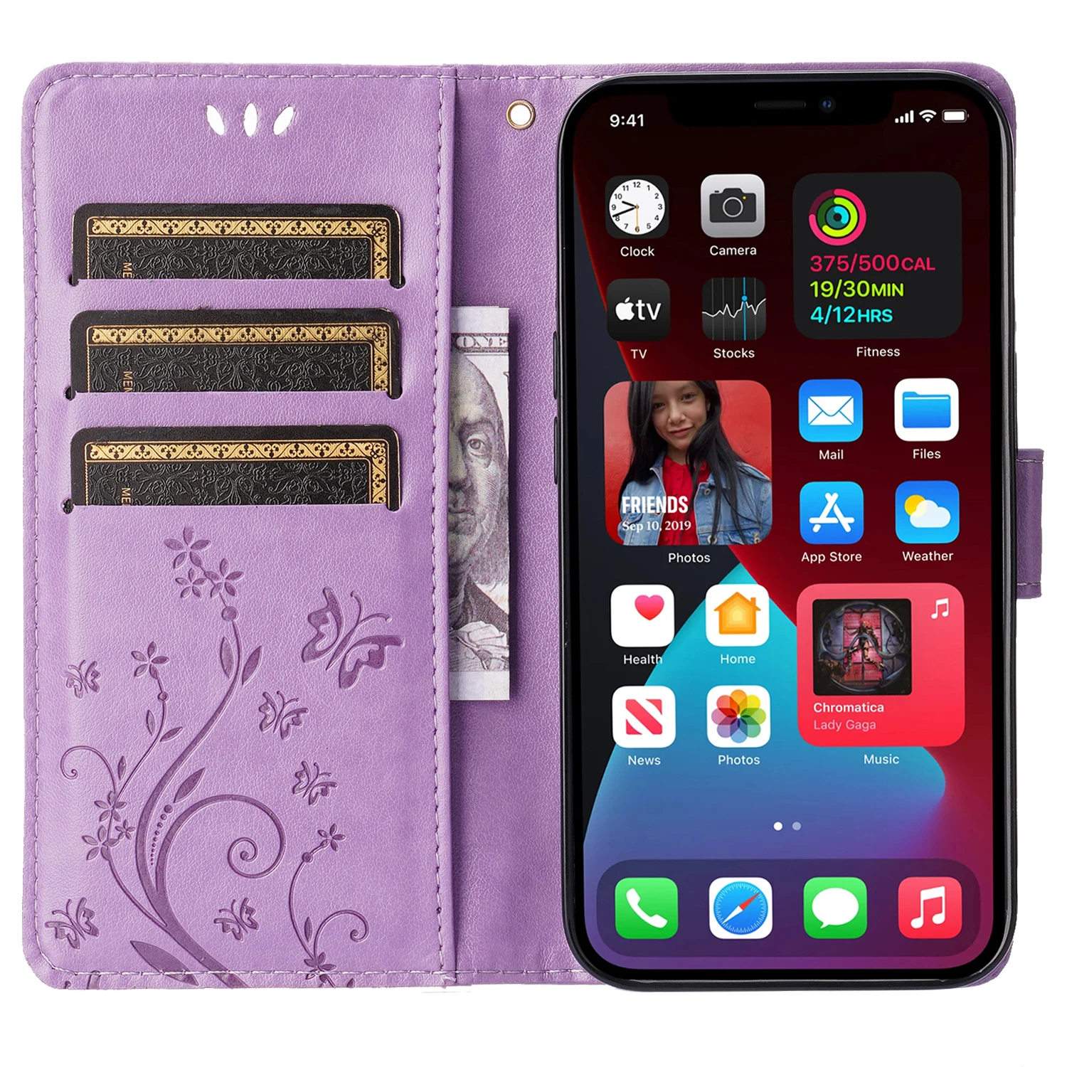 Para iPhone 11 XR Xs 8 7 6 Pro Max mini Plus Funda de cuero PU con relieve de mariposa pequeña - imagen 5
