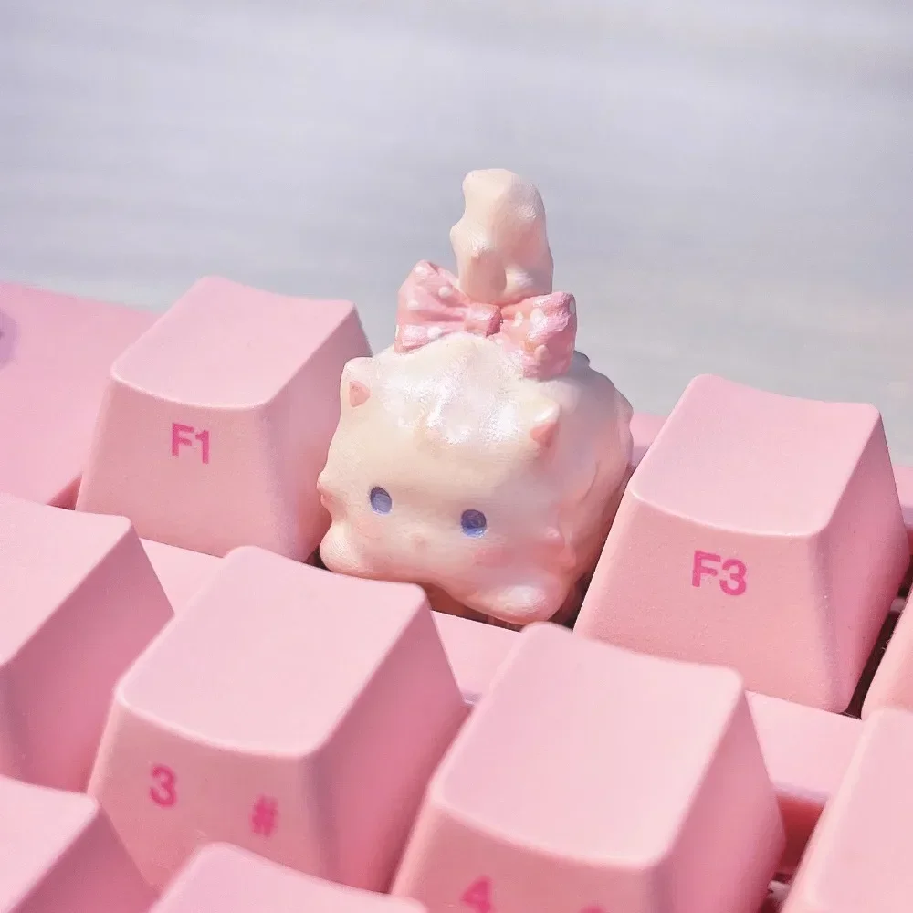 WANI Kitty-cat ArtisanKeycap personalizado lindo tapa de teclado de resina hecha a mano KeyCap para accesorios de teclado mecánico 1U Cherry MX regalo - imagen 3