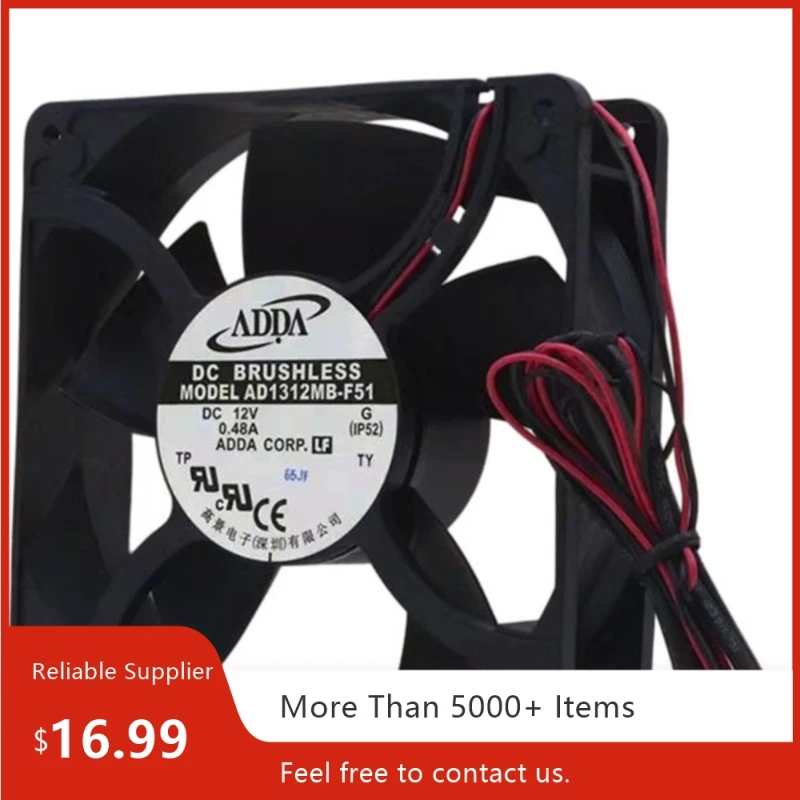 Ventilador de 127mm para ADDA AD1312MB-F51 127x127x38mm DC 12V 0.48A ventilador de escape Industrial con rodamiento de bolas doble con protección de Rotor bloqueado