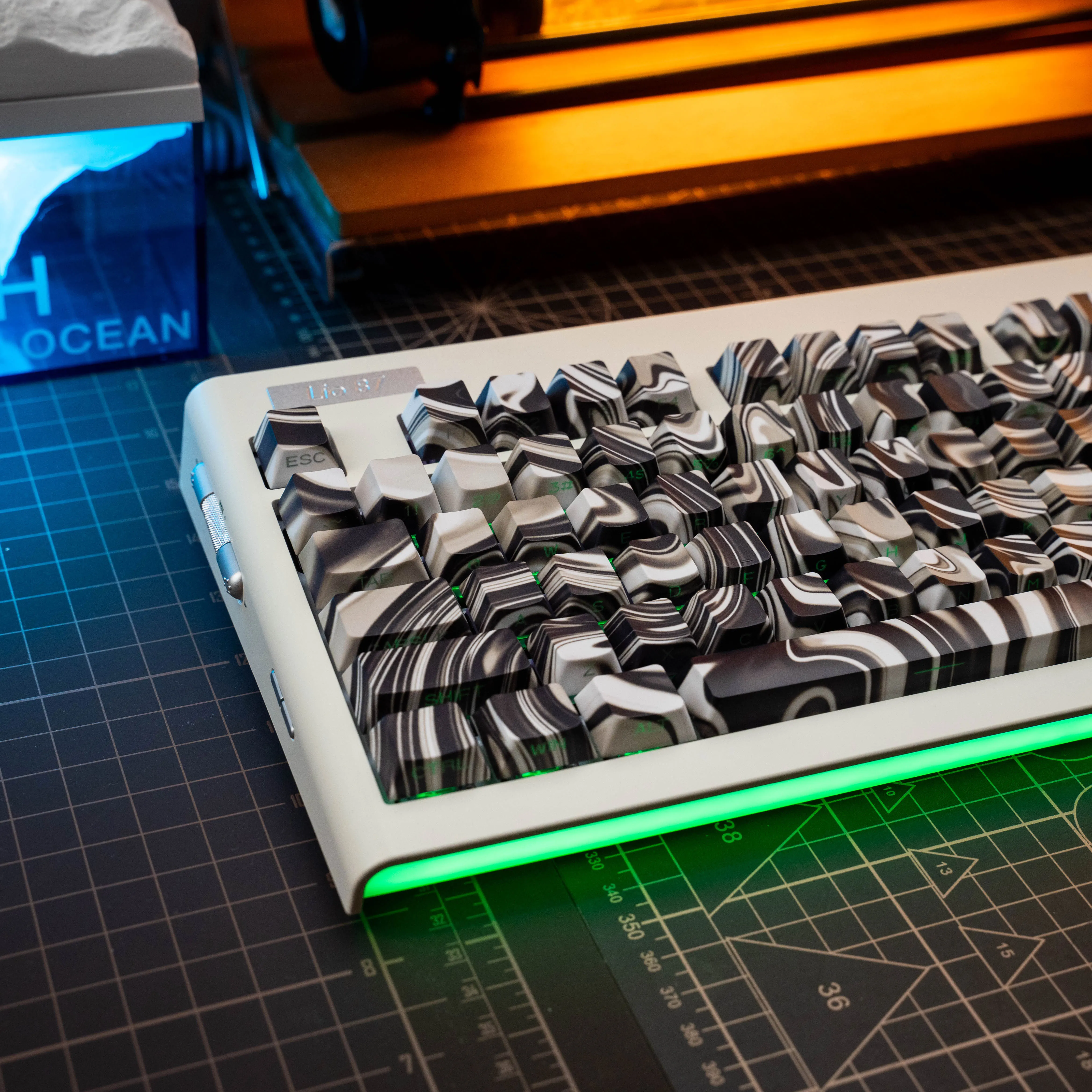 Teclas translúcidas con grabado lateral, teclas de estilo chino Retro manchadas de Pbt de cereza, tema desordenado, personalizadas, 120 teclas - imagen 3