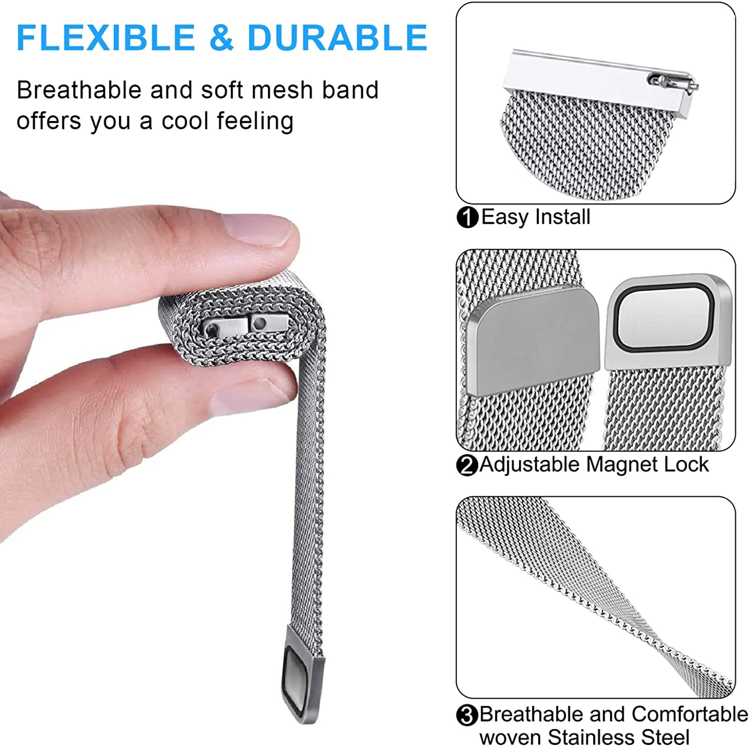 Correa de bucle milanés para garmin vivoactive 5 Denver sw360 DW reemplazo 20mm 22mm pulsera correa de reloj Amazfit MOTO Universal - imagen 2