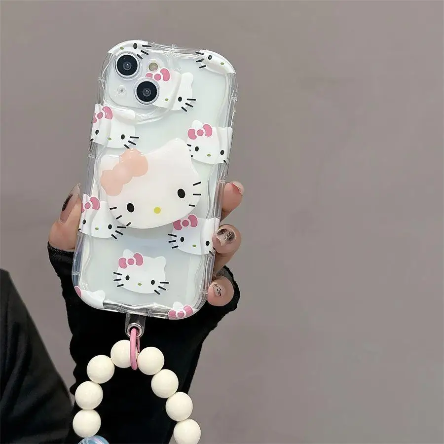Sanrio Hello Kitty pulsera cadena soporte Funda para Samsung Galaxy S24 Ultra S23 A55 A35 A34 A32 A54 A53 A52 A14 Funda suave - imagen 3