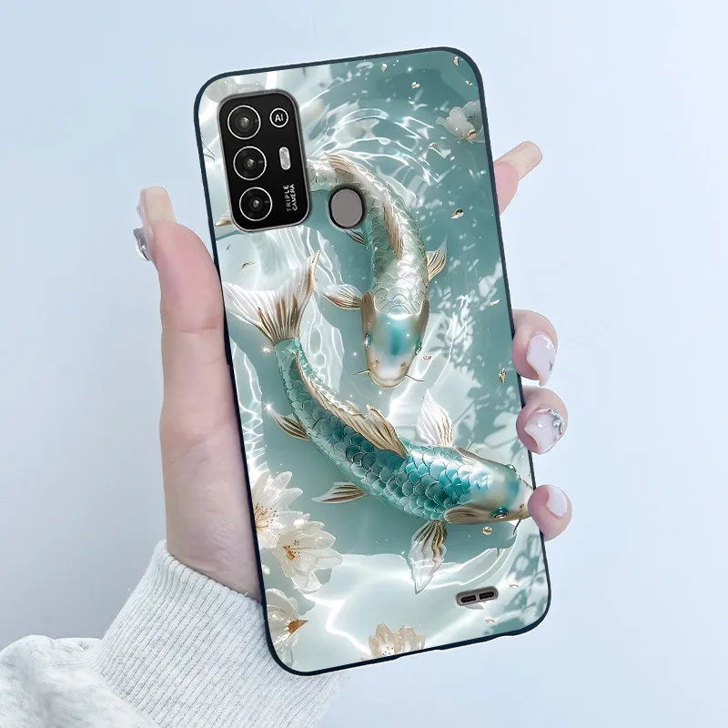 Funda para ZTE BladeA52 Blade A52 Lite, funda negra de TPU de silicona suave, funda de lujo con diseño de conejo de dibujos animados, divertida y bonita - imagen 3