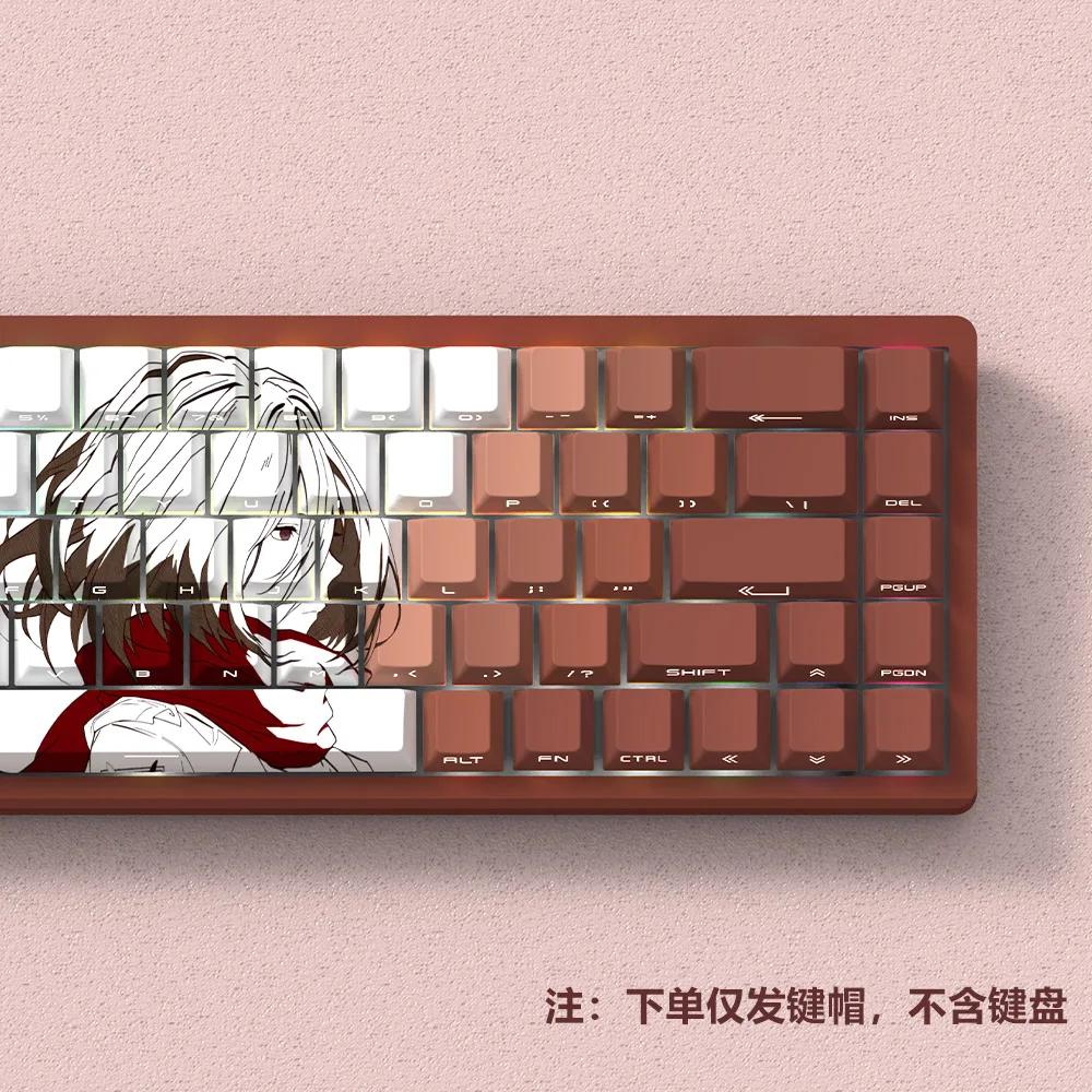 Teclas gigantes Mikasa con perfil de cereza, teclas de Anime translúcidas talladas en el lado PBT Dye-Sub para regalo de accesorios de teclado 60/61/68 - imagen 4
