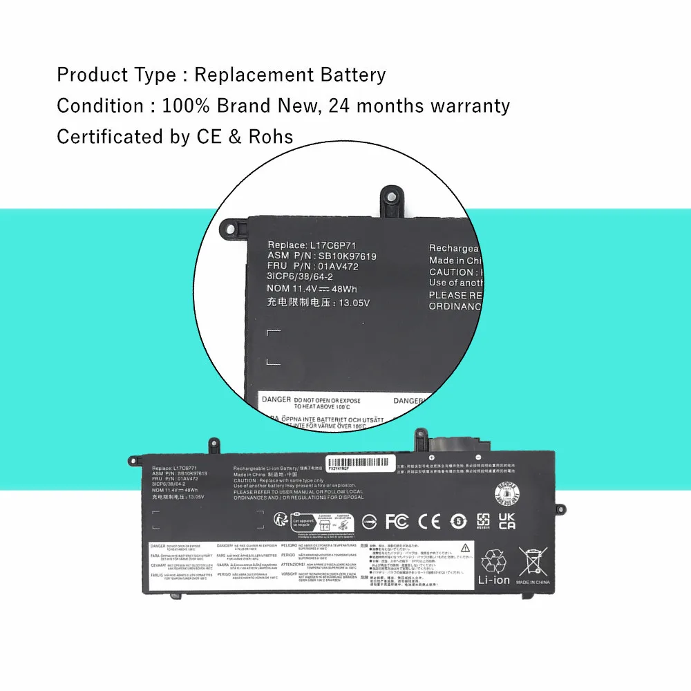 L17C6P71 L17M6P71 L17L6P71 01AV470 01AV471 01AV472 batería del ordenador portátil para Lenovo ThinkPad X280 Series SB10T83165 5B10W13922 11,4 V - imagen 5
