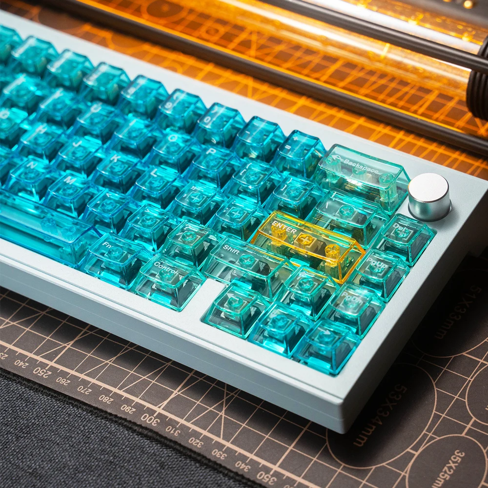 Teclas transparentes con gradiente de color azul, 156 teclas, perfil de cereza, teclas transparentes, almohadilla UV, teclas de PC con impresión para teclado mecánico - imagen 3