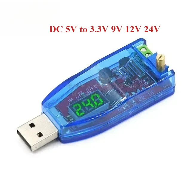 DC-DC USB 5V a 3,3 V 9V 12V 24V USB módulo de fuente de alimentación reductor/abajo módulo convertidor Buck de refuerzo ajustable salida DC 1,0 V-24V
