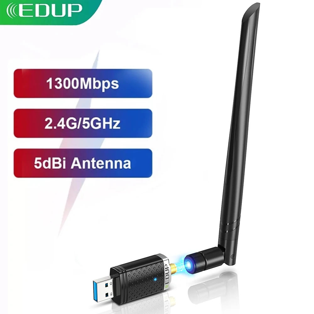 EDUP 1686 1300Mbps USB WIFI adaptador de doble banda 5G/2,4 Ghz RTL8812BU USB 3,0 AC Wi-Fi Dongle tarjeta de red para PC accesorios de ordenador portátil - imagen 2