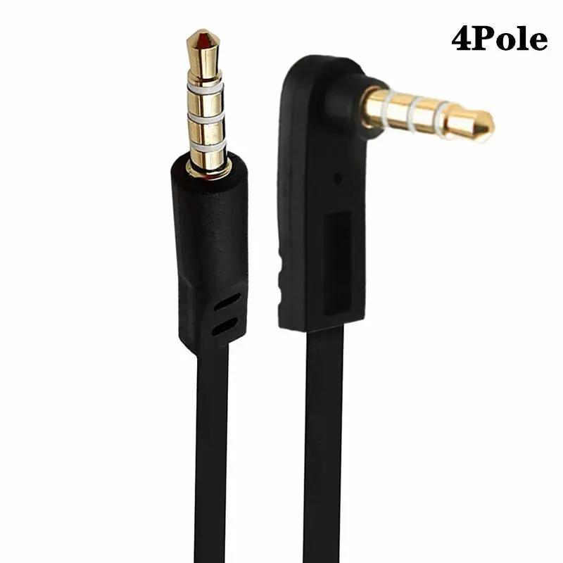Alta Elasticidad Plano 90 °   Bend DC3.5mm Cable de grabación de audio para teléfono móvil macho hembra de 4 polos, cable auxiliar de audio y vídeo para automóvil - imagen 5