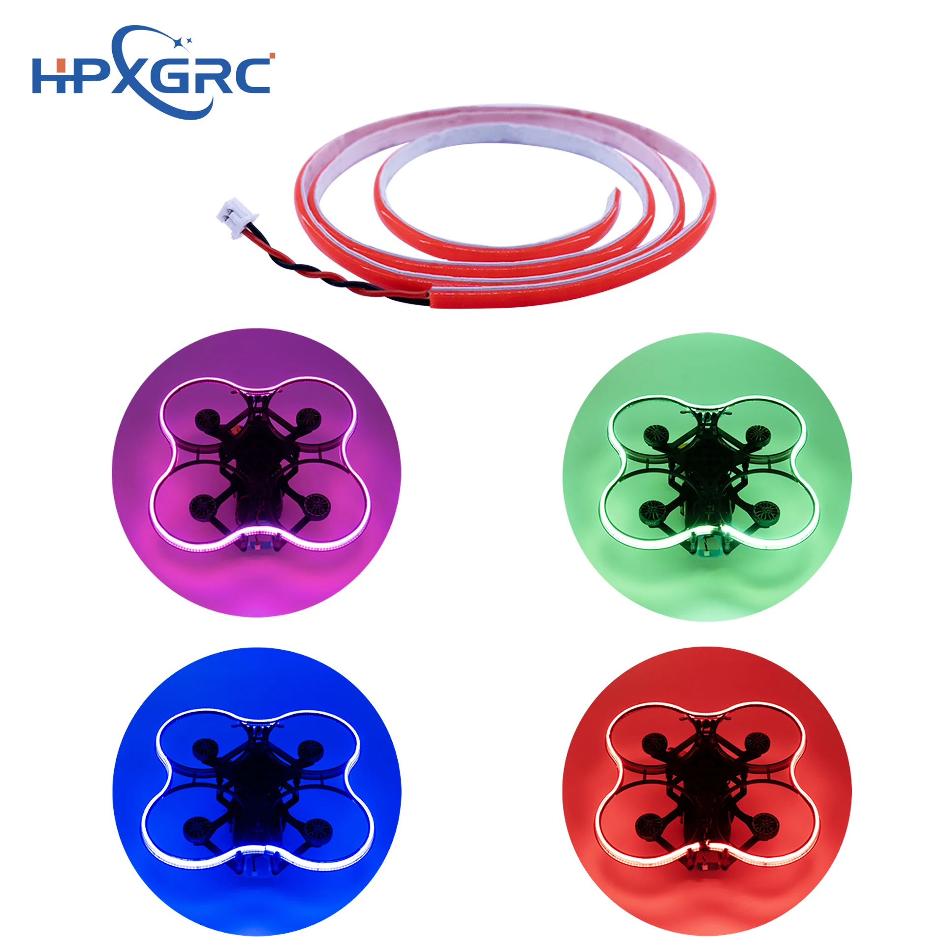 HPXGRC Tira LED roja/verde/rosa/azul (Plug & Play) No requiere soldadura, adecuada para piezas de bricolaje de drones FPV