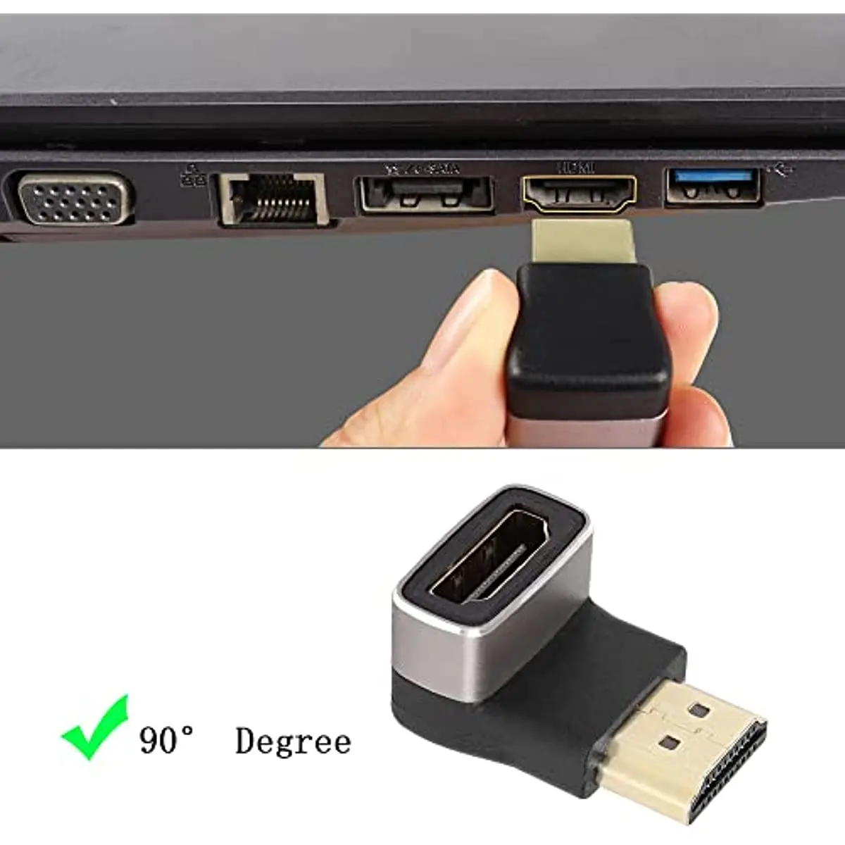 Nku 8K @ 60Hz/4K @ 120Hz HDR 90 grados compatible con HDMI adaptador macho a hembra acoplador extensor en forma de L para ordenador portátil PC Monitor HDTV - imagen 3