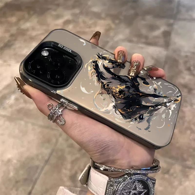 Nuevo estilo, funda de teléfono con diseño de caballo galopante para iPhone 17 Pro Max 16 15 14 13 12 11 XS X XR 7 8 Plus 16E, funda trasera dura de PC de aire - imagen 4