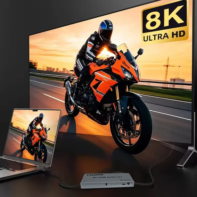 8K 60Hz 3x1 Auto Switch Cycle Display HDMI 2.1 4K144Hz 3 en 1 salida HDMI Switcher Video Converter con función de memoria de apagado - imagen 5