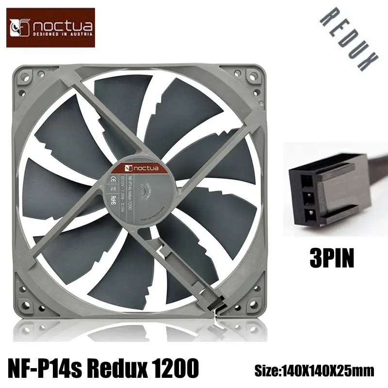 Noctua-ventilador de refrigeración para chasis de NF-P14S, 14cm, bajo ruido, SSO, opción de valor de rodamiento para entusiastas