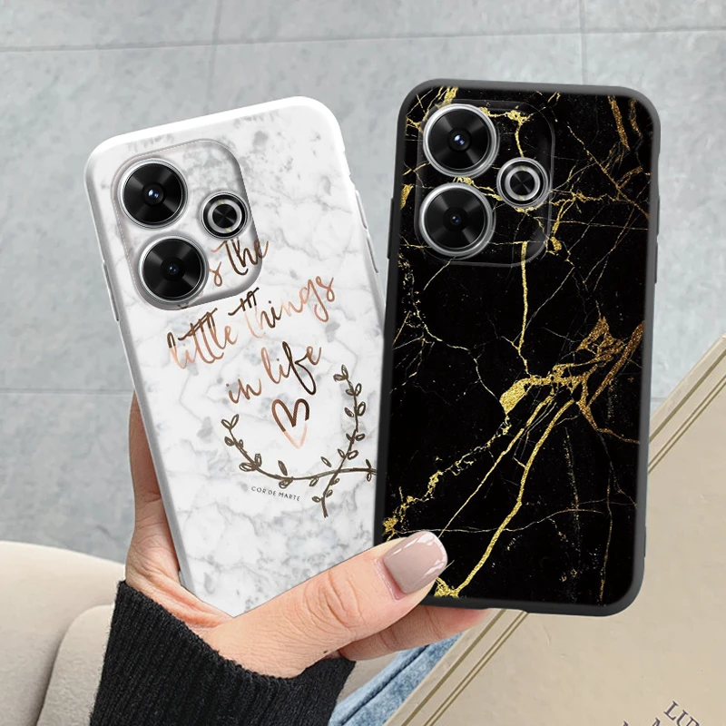 Funda de mármol colorida para Redmi 13 4G, funda de silicona suave de lujo TPU a prueba de golpes, Fundas para Redmi 13, pintura al óleo de acuarela - imagen 3