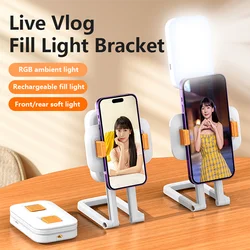 Luz de relleno móvil plegable, 1000mAh, luz a todo color para teléfono, soporte de luz Led portátil, luz Led para Selfie, fotografía, grabación de vídeo