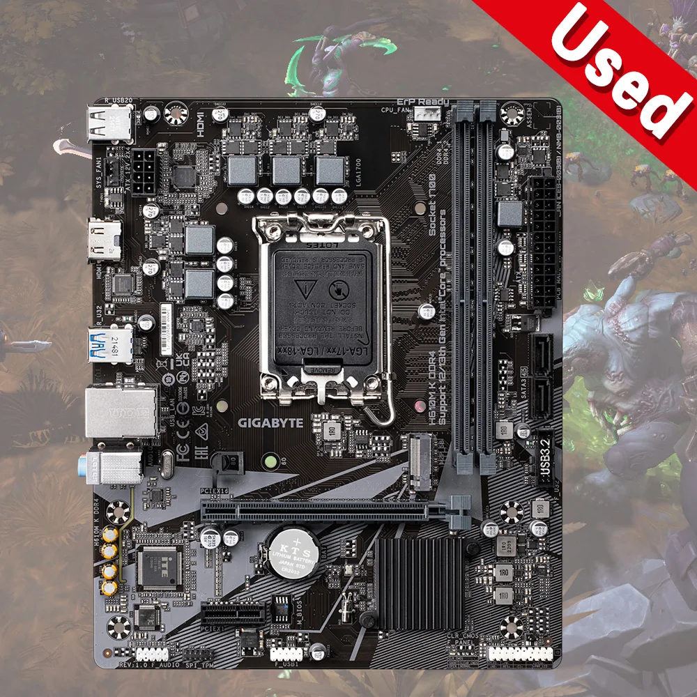 Gigabyte H610M-K D4 escritorio Original para Intel H610 DDR4 placa base LGA 1700 soporte 12400F 12400 i3 12100F