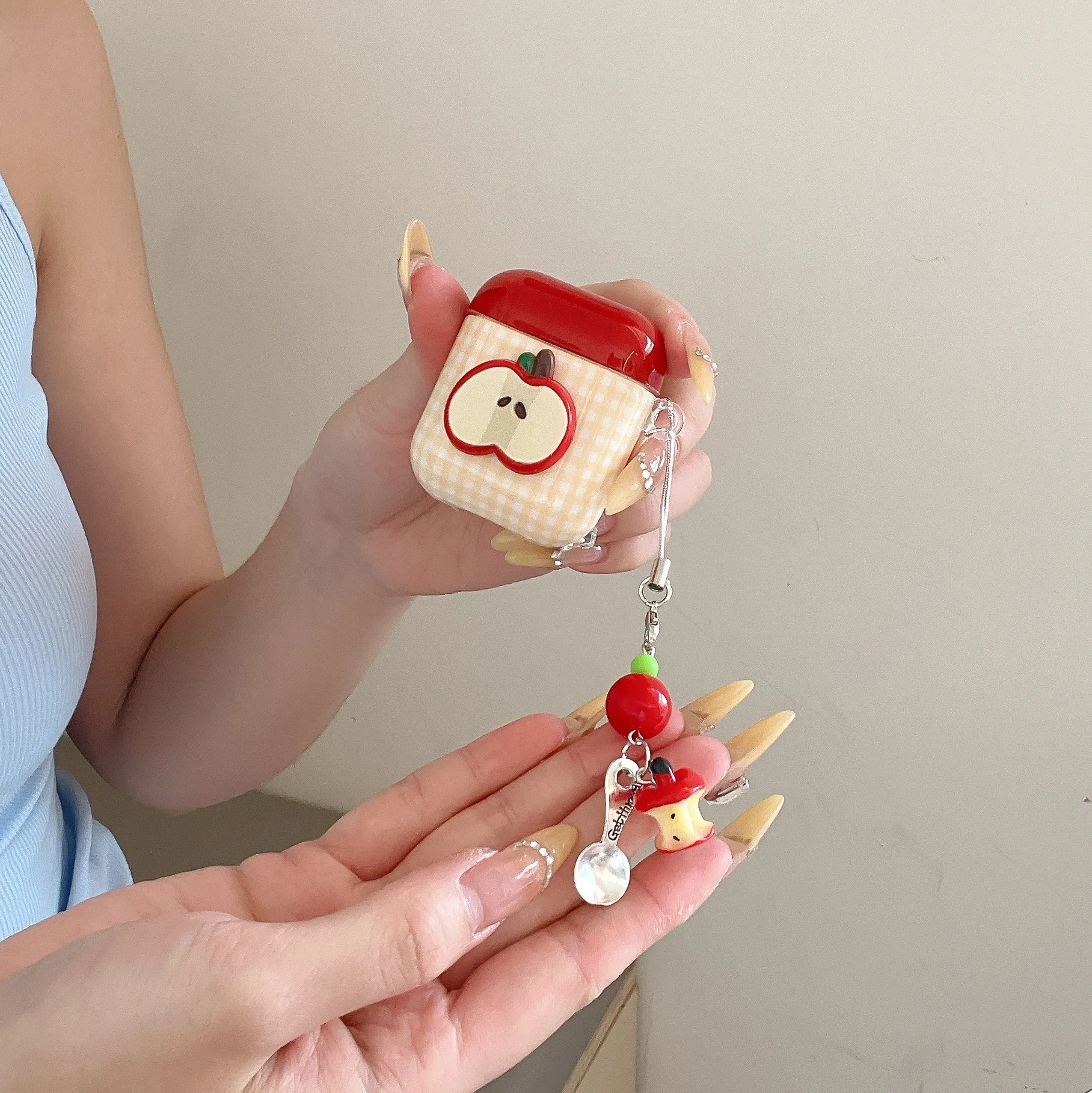 Funda bonita para auriculares con diseño de cuadros de frutas para Apple Airpods 4 3 Pro 2, funda para auriculares con dije, fundas para auriculares de silicona para Airpod 3 - imagen 4