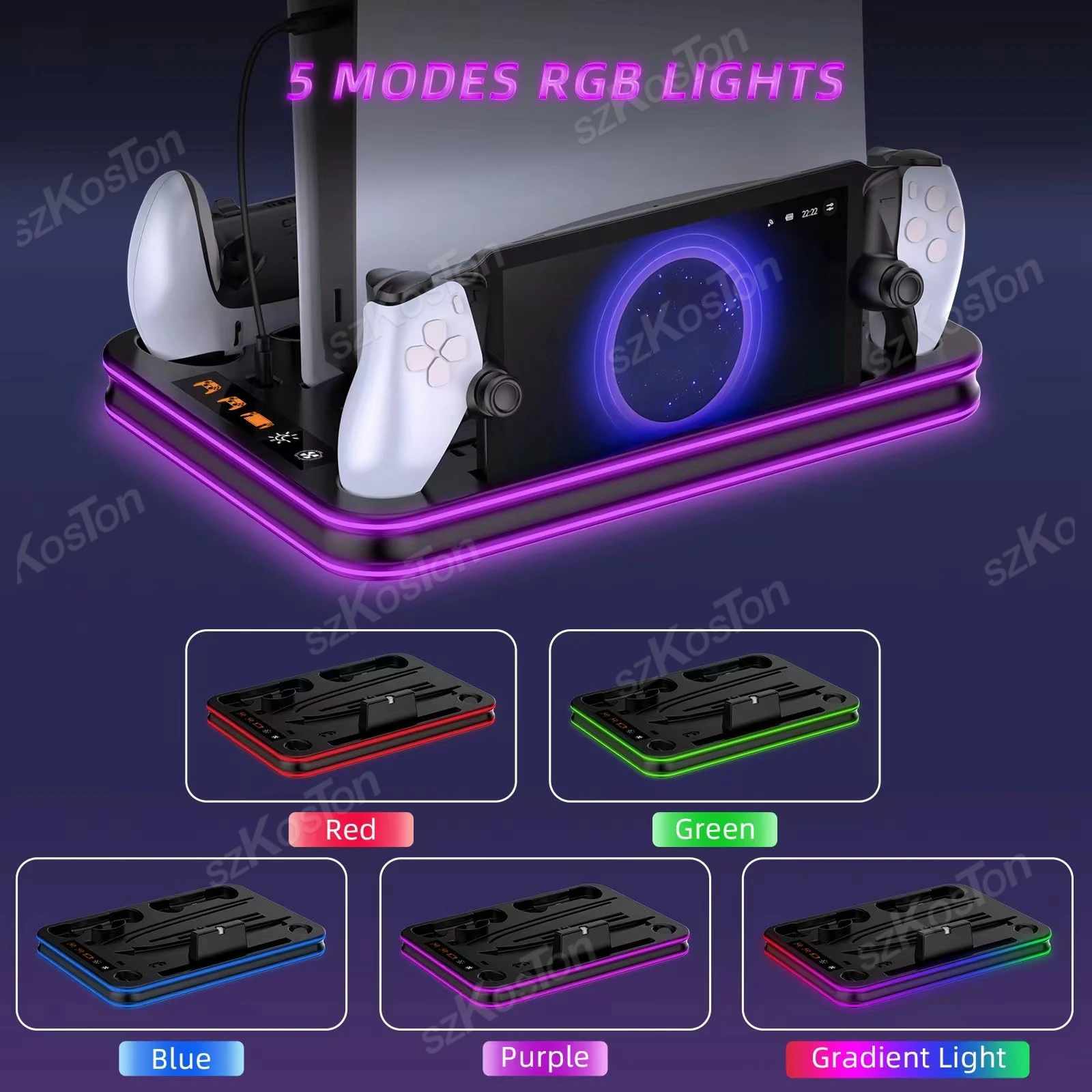 Base de carga de estación de refrigeración con soporte Vertical para consola de juegos PS5 Pro PS5 delgada y cargador de controlador, accesorios para juegos - imagen 4