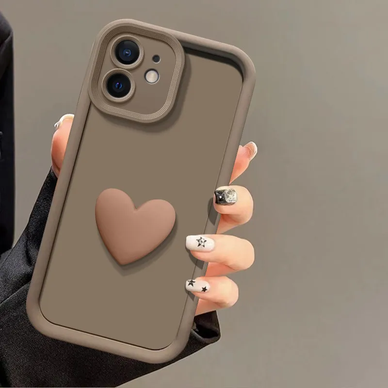 Funda protectora de silicona con forma de corazón de amor para IPhone 15 14 13 12 11 Pro Max XR XS X 8 7 6S Plus SE 2020 - imagen 4