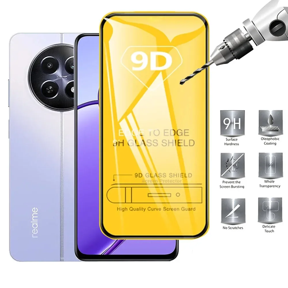 3 uds vidrio templado para Realme 12 5G 9D vidrio Protector para Realme 12 11 10 9 9i 8 8i Pro Plus 4G 5G Protector de pantalla transparente - imagen 4