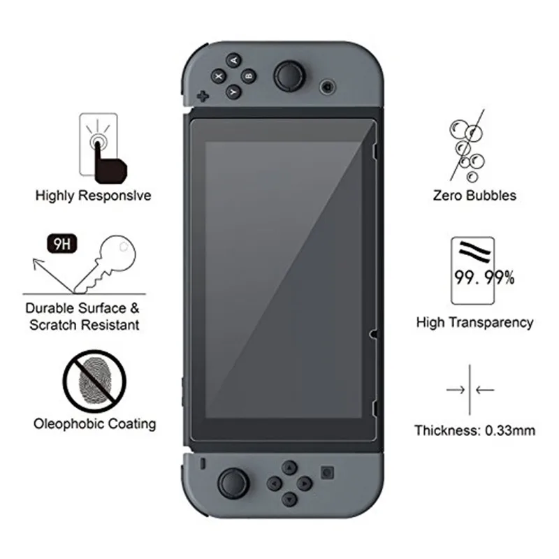 Protector de pantalla de vidrio templado Compatible con Nintendo Switch 9H HD película de vidrio transparente para Nintendo Switch - imagen 3