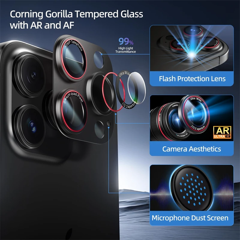 Optik Pro Protector de lente de cámara para IPhone 16 15 14 Pro Max Plus 16Pro IPhone16 ProMax AR accesorios de cubierta de lente de vidrio templado - imagen 4
