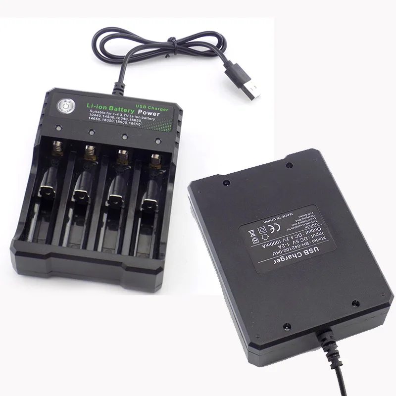 Cargador de batería recargable con 1/2/3/4 ranuras DC 5V 2A a 4,2 V 1000mA USB 10440 14500 16340 16650 14650 18350 18650 18500 - imagen 5