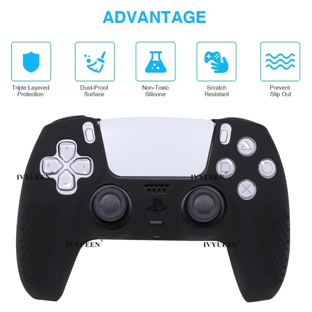 IVYUEEN edición tachonada piel protectora antideslizante para controlador PlayStation 5 PS5 funda de silicona empuñaduras de pulgar para cubierta Dualsense - imagen 4