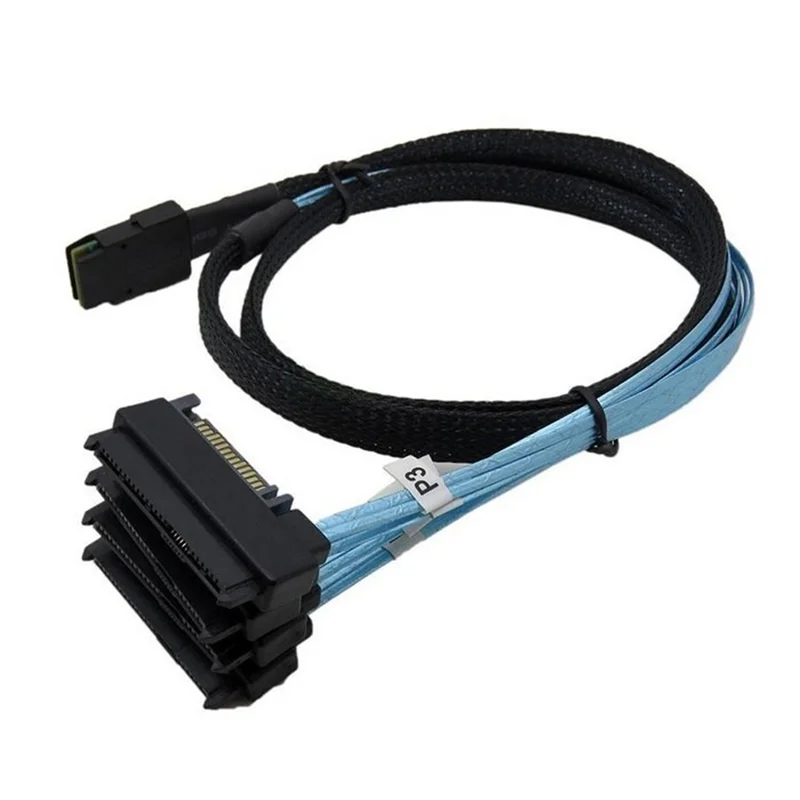 Mini SAS SFF-8087 interno de 36 pines a 4 discos de disco duro SAS de SFF-8482 y cable de alimentación SATA de 0,5 m, 100cm, 1m, 3 pies - imagen 2