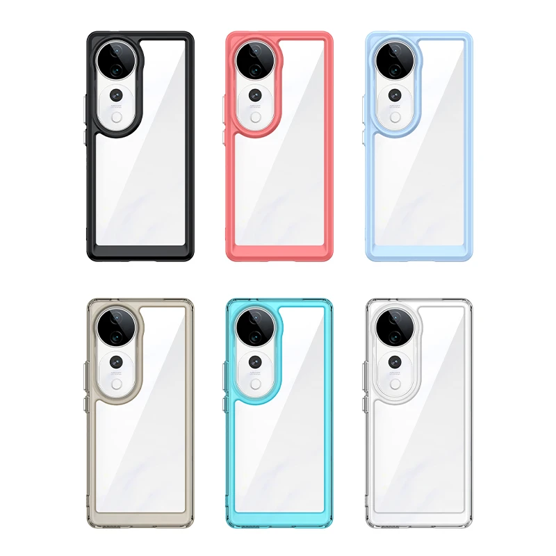 Para Vivo V40 funda Vivo V40 Capas nuevo a prueba de golpes parachoques trasero transparente Multicolor para Fundas Vivo V40 - imagen 3