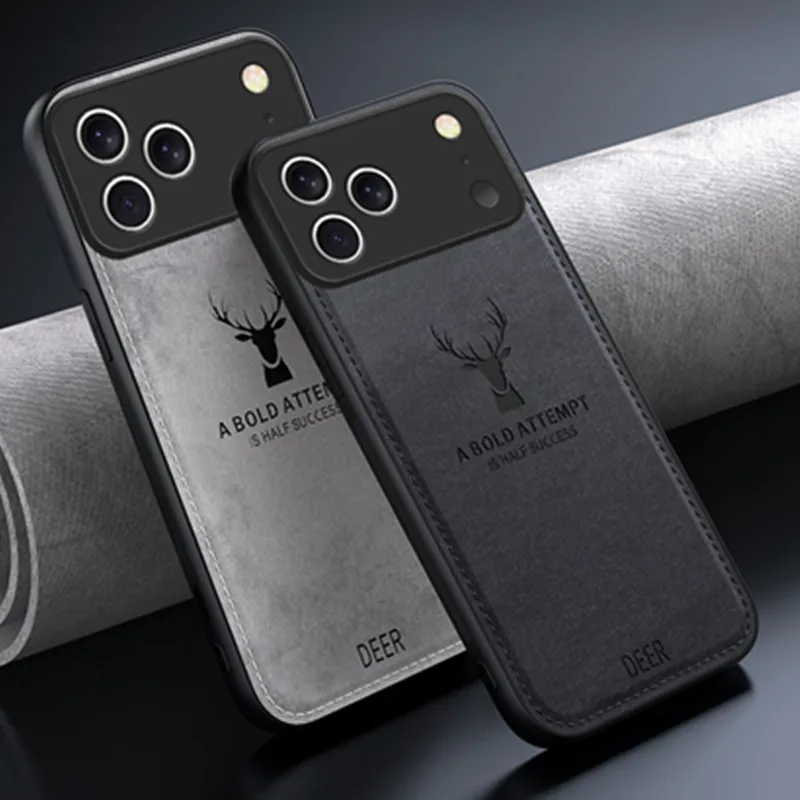 Funda de cuero TPU suave con cabeza de ciervo para IPhone 17 Air 16 E 15 14 13 11 Pro Max Plus 12 Mini 13Mini 12Mini 16E i17 cubierta de parachoques de teléfono