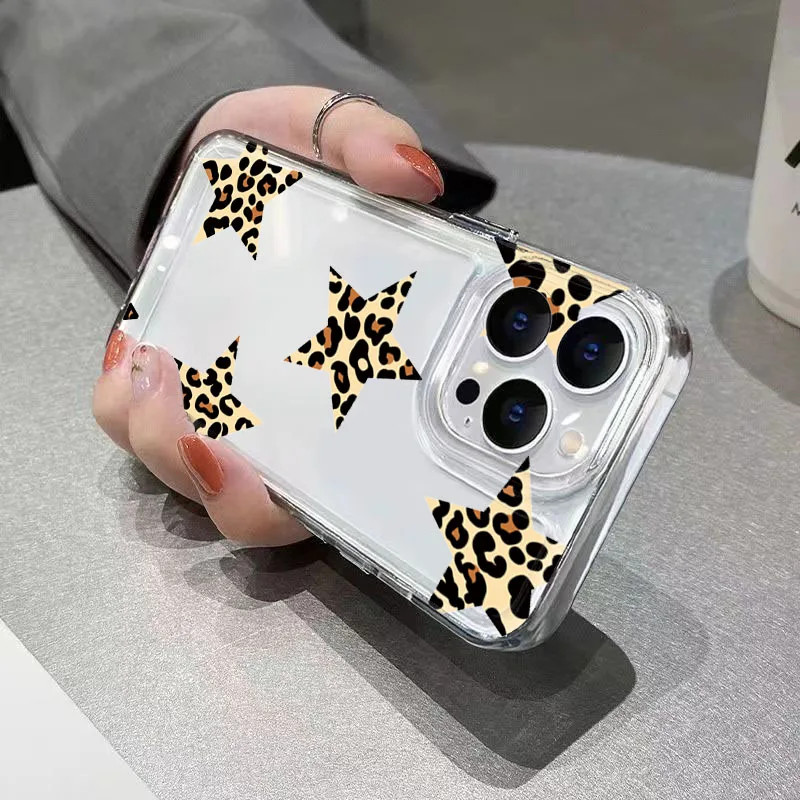 Funda de teléfono con estampado de corazón y estrella con estampado de leopardo para Xiaomi Redmi Note 14 13 12 Pro Plus 5G 12S 11 10 Redmi 13 12 12C 13C 14C - imagen 4